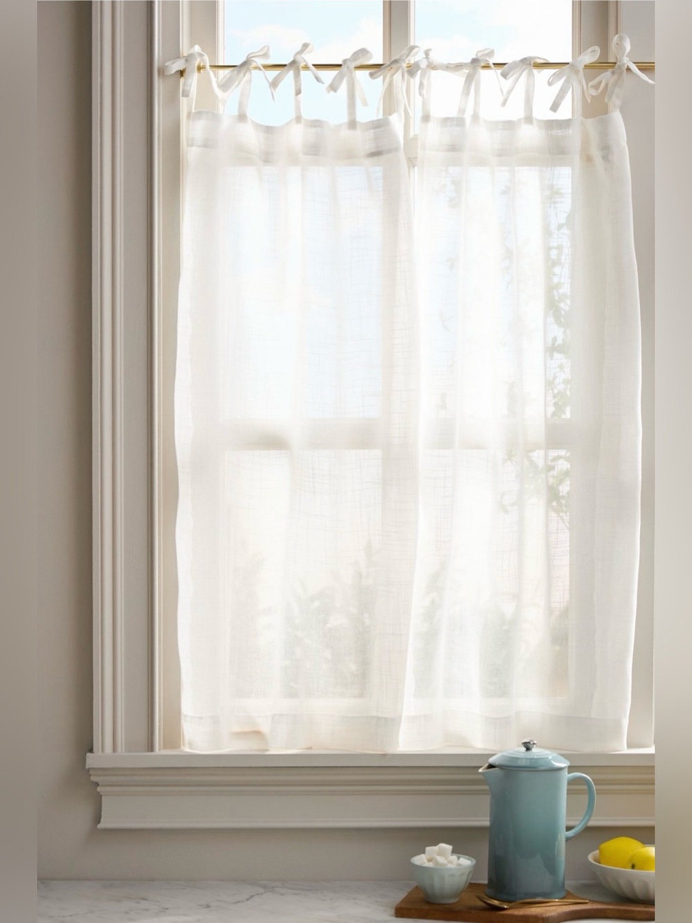Anthropologie Lena Sheer Woven Café Curtains, Set of 2